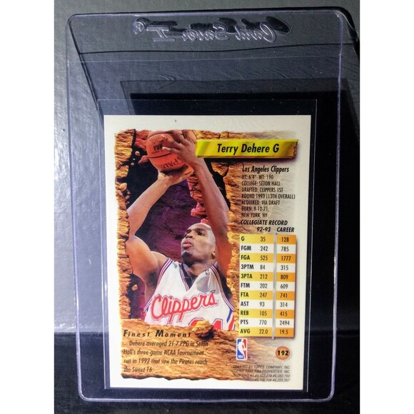 1993-94 Topps Finest Terry Dehere #192 Rookie Basketball Card - Picture 2 of 2
